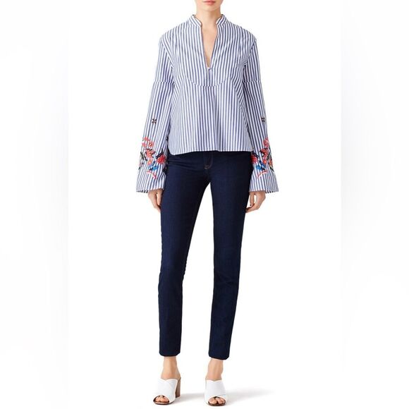 NEW! Tanya Taylor Striped Klara Embroidered Menswear Stripe Top ~ 4 ~ $350 - Picture 12 of 15